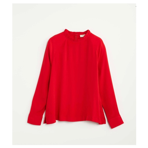 LOFT Pleated Ruffle Neck Blouse - Picture 2 of 4